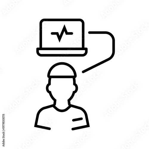 Electrocardiography test icon. Healthcare and cardiology line symbol. Black and white.