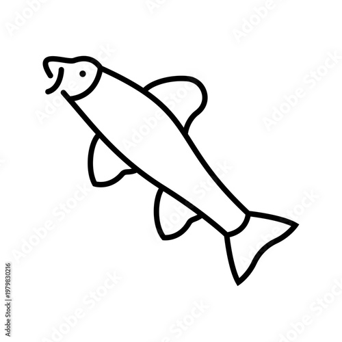 Gudgeon fish icon. Food and seafood line symbol. Black and white.