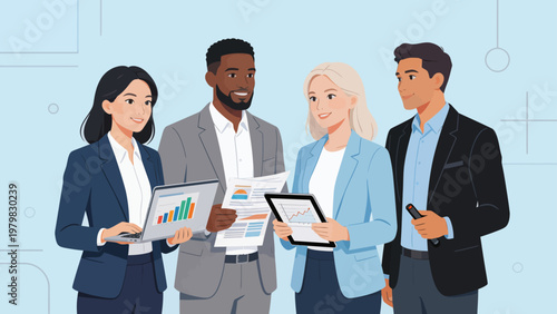 Business team with data tools
