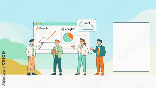 Business team discussing growth and analytics