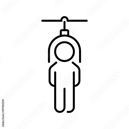 Jetpack flight icon. Transport and personal flight line symbol. Black and white.