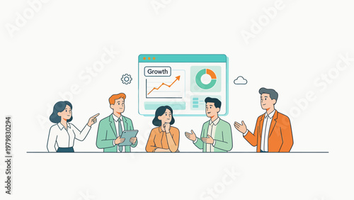 Business team discussing growth data