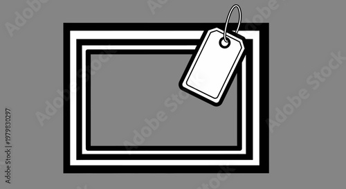 Blank white rectangular price tag label.