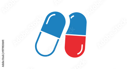 Blue and red capsule pills medicine.