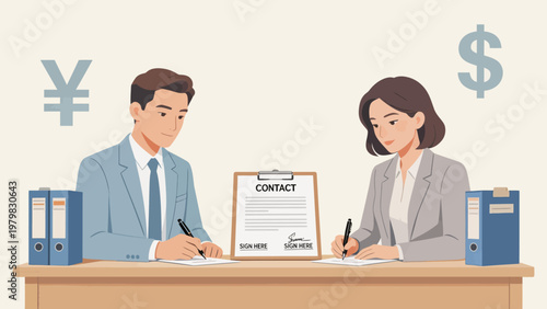 Business people signing contract