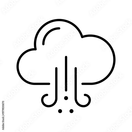 Rain shower icon. Nature and precipitation line symbol. Black and white.