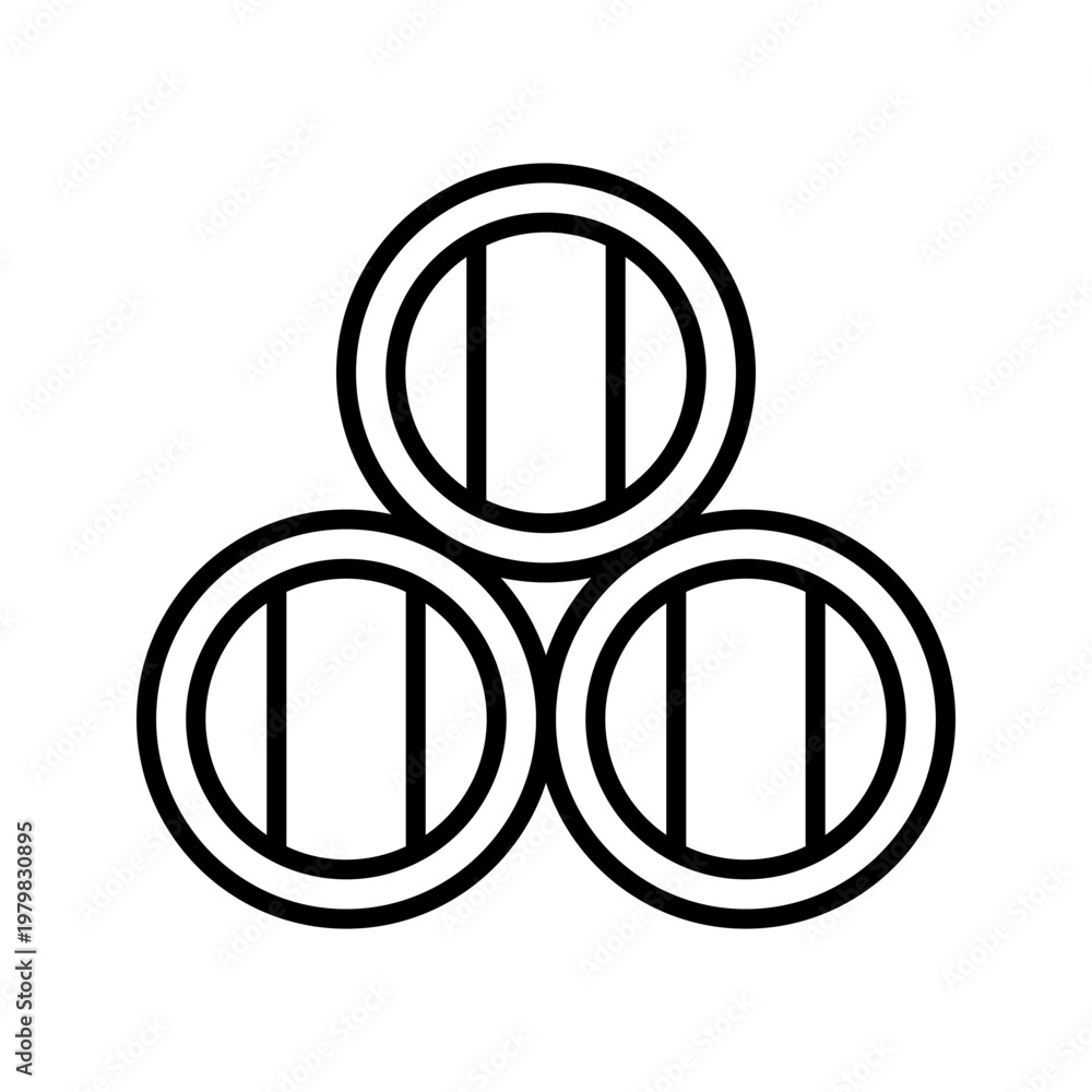 Obraz premium Wine barrel icon. Food and winemaking line symbol. Black and white.