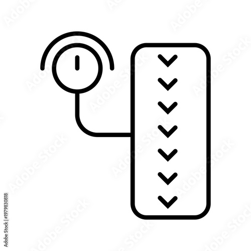 Tire pressure gauge icon. Transport and vehicle maintenance line symbol. Black and white.