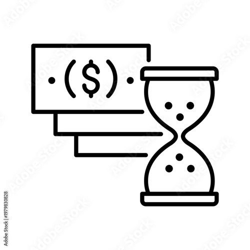 Time deposit icon. Business and banking line symbol. Black and white.
