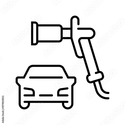 Vehicle refueling icon. Transport and vehicle refueling line symbol. Black and white.