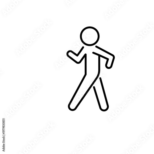 Walking person icon. Sports and walking line symbol. Black and white.