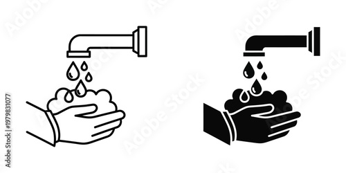 hand washing and sanitizing hygiene routine vector illustration flat design