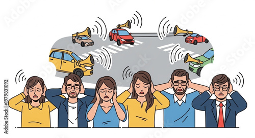 People covering their ears from noise.