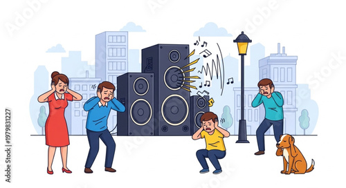 People dancing with dog outside.