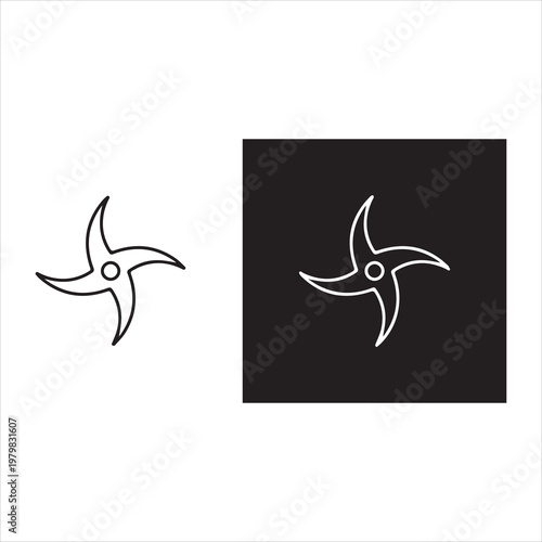  Ninja star icons isolated outline vector icon with editable stroke