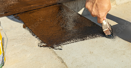 Cuadro en lienzo Construction techniques for waterproofing basement and foundations