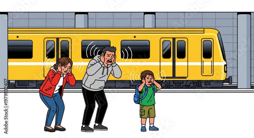 People standing on train platform.