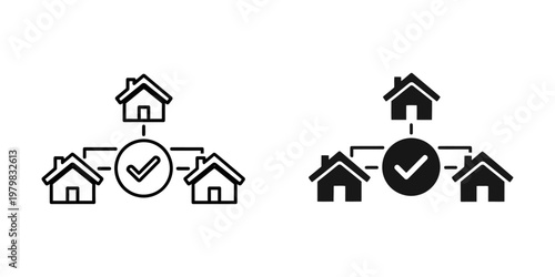real estate time management concept flat design vector illustration with houses and clock