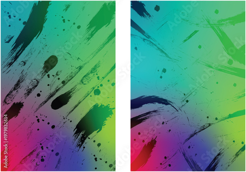 Abstract colorful grunge backgrounds. Vibrant gradient, paint brush strokes and ink splatter creative backdrop. Perfect for poster, wallpaper and modern backdrop use.