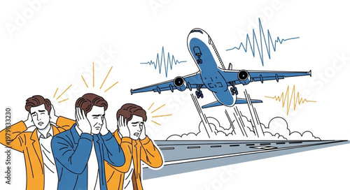 People watching plane take off.