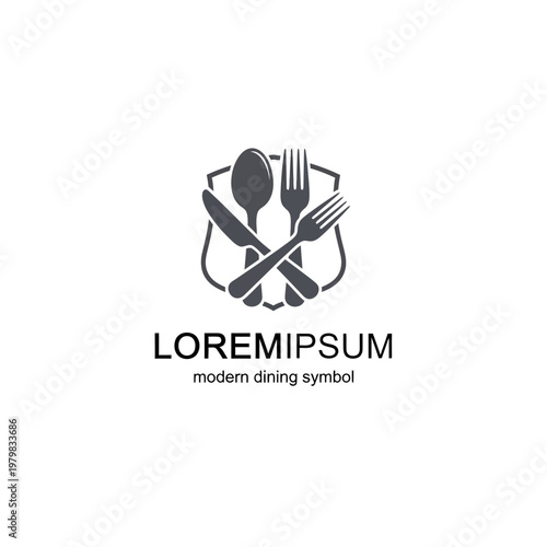 Modern dining symbol with utensils crossed.