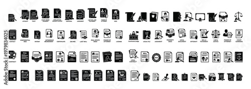 Law and Justice Document Icons Collection Vector Illustration