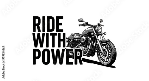 Powerful Motorcycle Illustration with Bold Text.