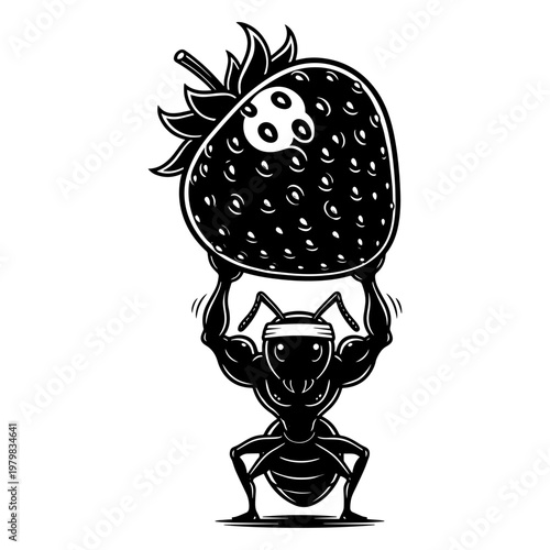 Cartoon character squatting with soccer ball head and t-shirt design, black and white line art illustration