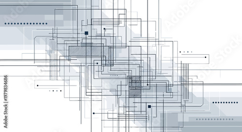 Abstract Network of Lines and Dots Representing Technology.
