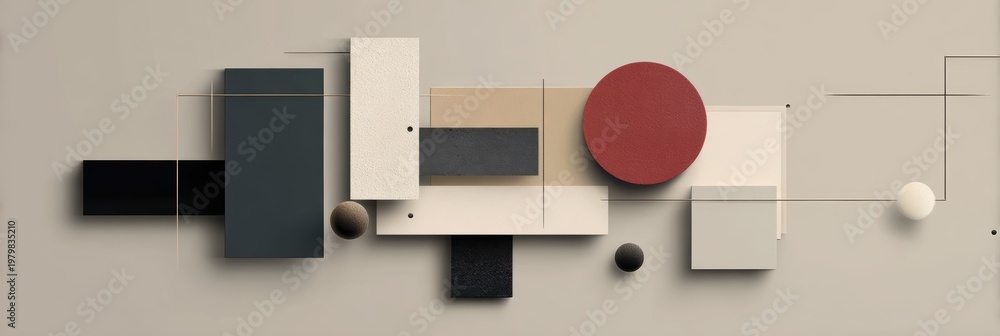 Fototapeta premium Abstract geometric composition with shapes and neutral colors