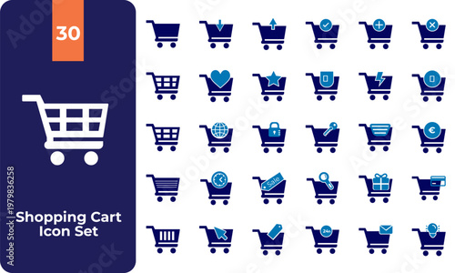 Shopping Cart Icon Set | E-commerce Basket Collection Solid Icons | Ecommerce Cart Icons Pack