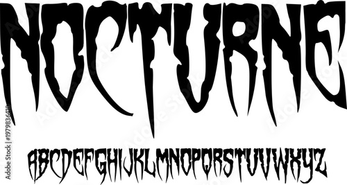 Nocturne Gothic Horror Font Alphabet – Sharp Dripping Display Typeface with Dark Night Aesthetic for Halloween Posters, Metal Band Logos, Album Covers & Spooky Typography Design