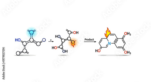 Chemical Reaction Illustrating Molecular Transformation and Synthesis.