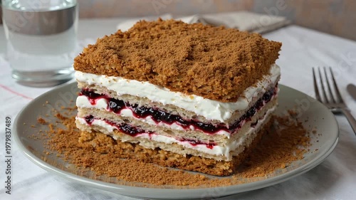 Layered Honey Cake with Berry Filling – Eastern European  Russian