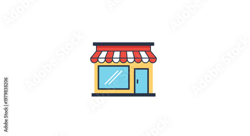 Fotografie Colorful Small Shop Storefront Illustration.