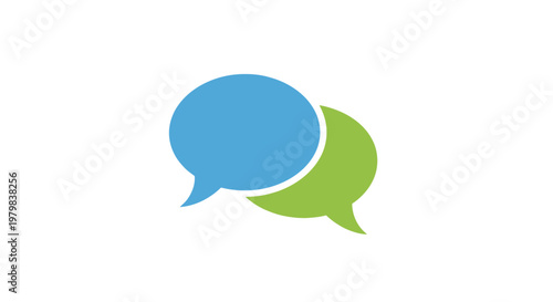 Colorful speech bubbles in blue green.