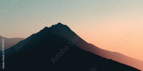 Serene Mountain Landscape at Dusk with Soft Pastel Sky Hues