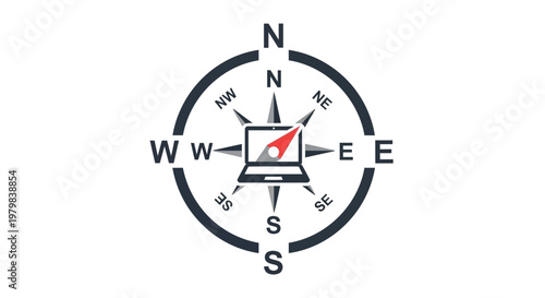 Compass Navigation Tool Direction Indicator.