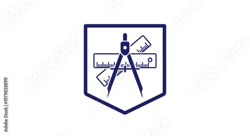 Compass ruler and pencil logo design.