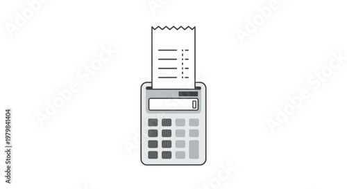 Calculator with paper roll receipt.