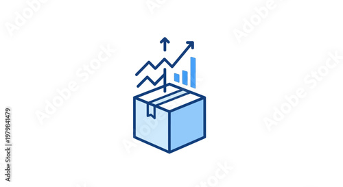 Business Growth Chart on Box Icon.