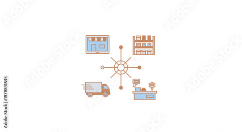 Business icons on white background.