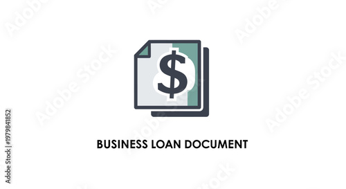 Business loan document with dollar sign.