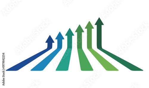 Multiple arrows pointing upwards in a graph, symbolizing growth, progress, and success.