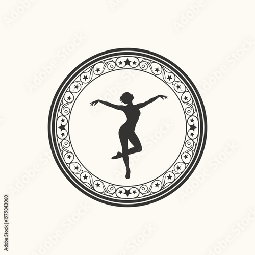 Vintage dance night logo with couple.