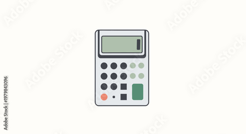 Calculator device with buttons and screen.