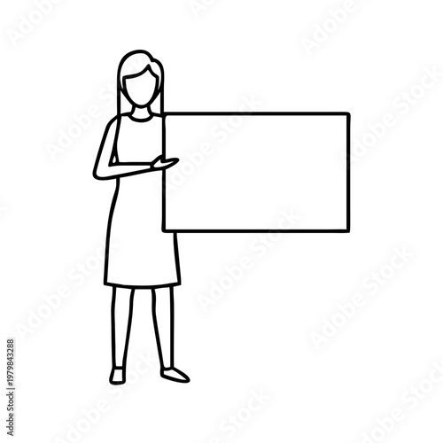 Woman holding a blank sign, vector illustration