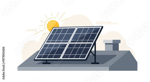 Solar Panel on Rooftop Generating Clean Energy.