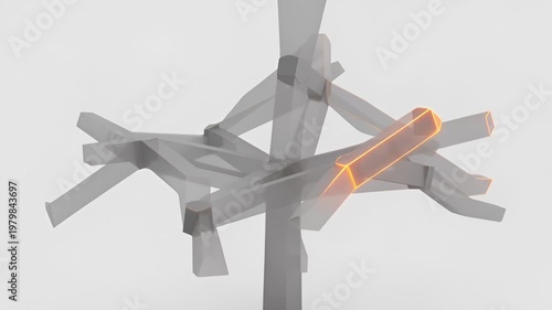 Abstract Geometric Structure Rotating With Glowing Elements