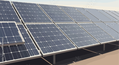 Solar Panels Array Generating Clean Renewable Energy.